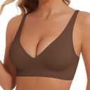 BOUFOR Deep V Bra Low Cut Sexy Push Up Bralette Seamless Comfy Smoothing Wireless Bras for Women Pack of Padded Bralettes, S