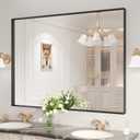 LOAAO Black Bathroom Mirror 48"X30" for Wall, Rectangle Bathroom Vanity Mirror, Tempered Glass, Hangs Vertically or Horizontally, Easy to Install, Modern Design