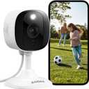 AOQEE 2K Cameras for Home Security-Outdoor/Indoor Camera for Dog/Cat/Pet/Nanny/Baby/Elderly, Color Night Vision, White Light, Siren, 24/7 SD Recordings, Works with Alexa, Plug in (C1-White-1pack-2.4G)