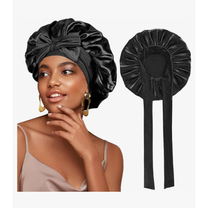 Silk Bonnet for Sleeping, Satin Hair Wrap Cap for Women, Double-Layer Bonnet with Tie Band, Hair Accessories