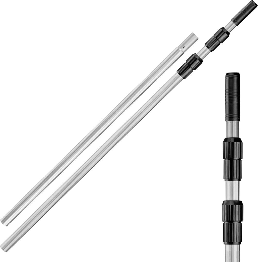 Swimming Pool Pole - 15 Feet Aluminum Telescopic Pool Pole for Cleaning // Telescoping Pool Extension Pole // Adjustable Pool Cleaning Stick for Brush, Skimmer, Vacuum - Inground & Above Ground Pools