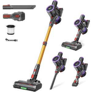 Cordless Stick Vacuum Cleaner: 550W 50KPA 45Mins with Powerful Suction, Self-Standing Lightweight Wireless Rechargeable Handheld Vacuum with Touch Screen for Home Pet Hair/Carpets/Floors