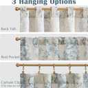 jinchan Linen Floral Tier Curtains 36 Inch Farmhouse Botanic Cafe Curtains Light Filtering Drapes for Small Windows Back Tab Half Window for Kitchen Living Room Bathroom 2 Panels Blue