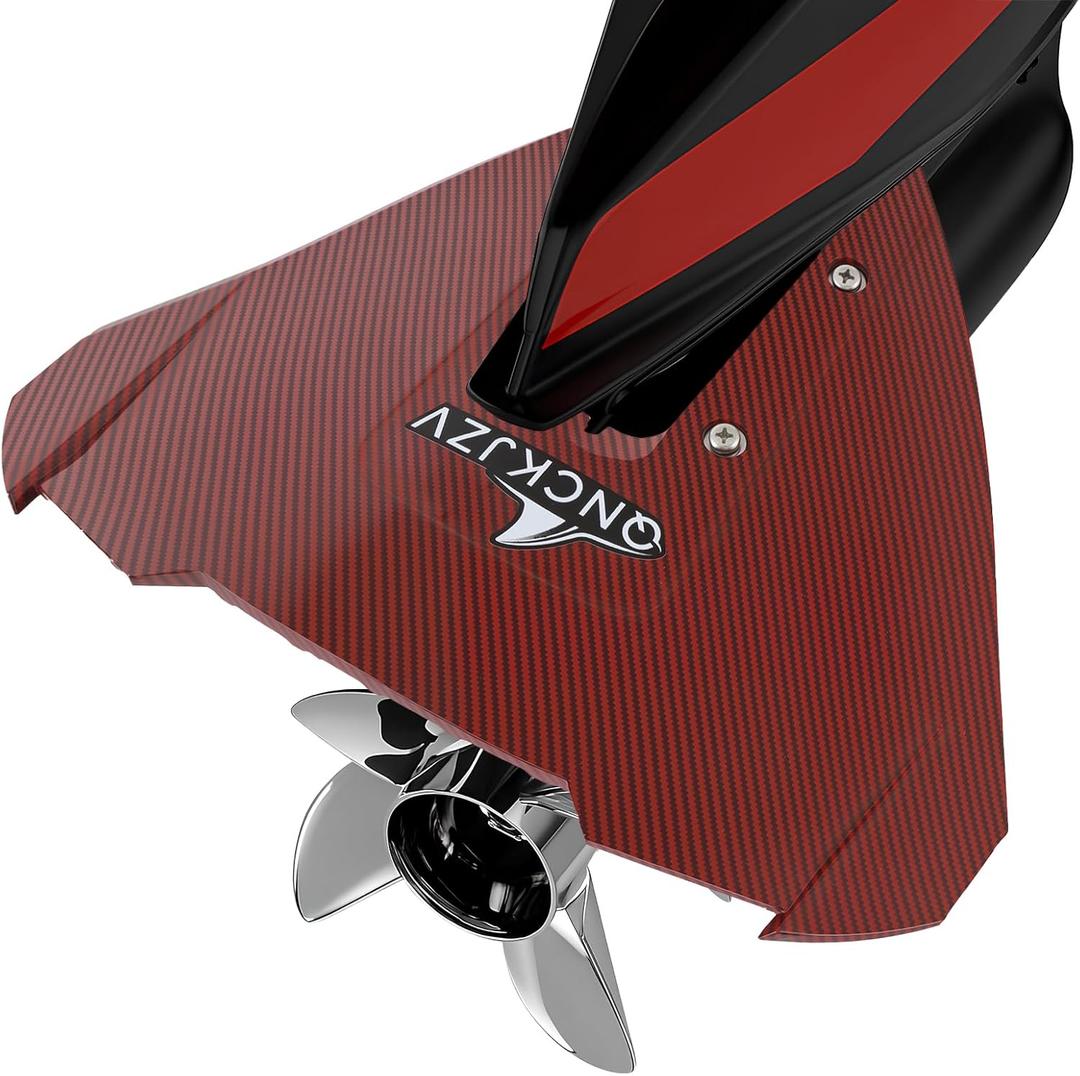 Universal Whale Tail Hydrofoil Stabilizer Fin Kit for Outboard & Stern Drive Motors (40-300 HP) - Enhance Performance & Stability Carbon Design (Carbon Design RED) (1 PACK)