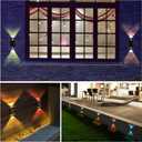 K.E.J. Solar Fence Lights Outdoor Waterproof, 8 Pcs Solar Wall Lights Color Changing Up & Down Lights Outdoor -Lights Fixture for Wall Fence Yard Deck Garden Garage Walkway Porch