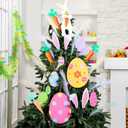 Soulchen 33 Pcs Easter Tree Ornaments Decorations Plush Bunny Tree Topper Bunny Ears and Carrot Sticks Colorful Simulated Reed Easter Egg Hanging Ornaments