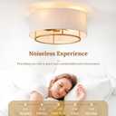 20" Golden Boho Caged Linen Low Profile Ceiling Fan with Remote, 6 Speeds