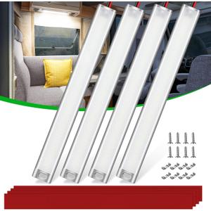 CT CAPETRONIX 12v LED Interior Light Bar, 15.4IN 168LEDs 1700LM 10W, DC 12v Volt led Strip Lights with Switch, for Enclosed Cargo Trailer Car RV Van Truck Lorry Camper Boat Caravan Motorhome (4Pcs)