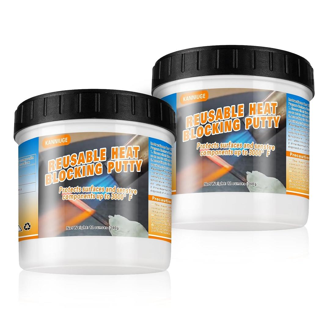 12 oz Reusable Heat Blocking Putty, 2 Can Solder Heat Insulation Clay Protect Up to 3000 with Excellent Thermal Insulation, Thermal Absorbing Putty for Welding, Brazing, plumbing & HVAC