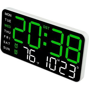 Large Display USB Digital Alarm Clock, Clock with Temperature Display, Voice Control, for Bedroom Living Room Or Office Environment(A)