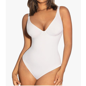 FeelinGirl Shapewear Bodysuits for Women Tummy Control Body Suits Deep V Neck Thong Body Shaper Size XL