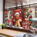 Christmas Window Film Gingerbread Man Front Door Holiday Decorations Gift Boxes Festive Privacy Glass Sticker Static Cling Window Clings for Home Party 39.3  17.7 Inch