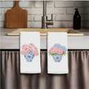 Chinoiserie Peony Hydrangea Kitchen Towels, Grandmillennial Floral Dish Tea Towels for Kitchen Decor, Blue and White Porcelain Flower Hand Towel for Bathroom Decor, 16x24 Inch Set of 2