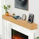ROOMTEC Fireplace Mantel,60" DIY Wood Floating Fireplace Shelves, Wall Mounted Wooden Display Shelving, Handcrafted Wood Brack, Natural Mantels Over Fireplace | 60" x 8" x 5"-Natural Wood