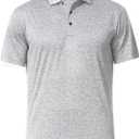Men's Dry Fit Golf Polo Shirt (Large, Light Grey)