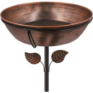 3" Deep Metal Bird Bath for Outdoors, Removable 13" Dia Bowl with Stable Upgrades Stake, Easy to Clean Birdbaths for Garden Yard Lawn Decor 1.4 Gallon