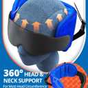 SARISUN Airplane Pillow Combo with Chin Strap, Travel Pillows for Airplanes with Sleep Eye Mask, Plane Pillow for Long Flights, Car Road Trip, 360 Headrest, Stop Bobblehead, Black