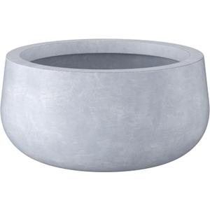 Kante 19.6" Dia Round Concrete Planter, Outdoor Indoor Garden Plant Pots with Drainage Hole and Rubber Plug, Modern Curvaceous Design, Slate Gray