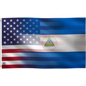 3x5 ft Nicaraguan American Hybrid Flag: 100% Polyester Banner, Brass Grommets & Strong Canvas Header, For Use Outdoor or Indoor