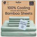 Bambaw King Sheet Set 6pcs – 100% Viscose Derived from Bamboo Sheets King Size Deep Pocket, Fits Up to 16'' with Elastic Corner Straps, Soft Cooling Sheets for Hot Sleepers (Sea Glass)