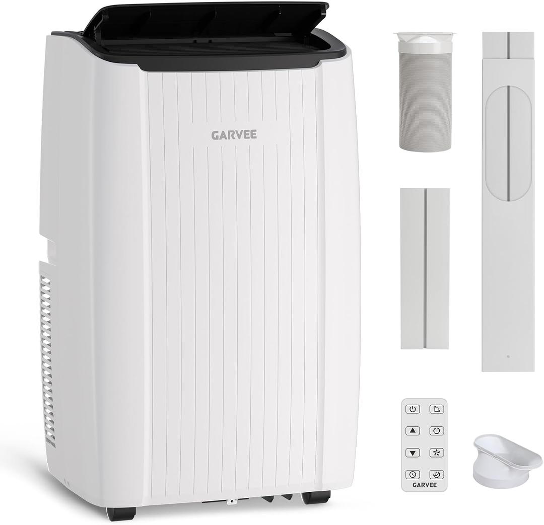 Garvee 12000 BTU Portable Air Conditioner, Portable AC Unit with Dehumidifier, Fan and Remote Control, Energy Efficient Indoor AC Conditioner for Rooms Up to 550 Sq. ft., White