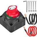 SUNMORN Battery Disconnect Switch, 2PCS Cables 1.64FT with Heavy Duty Wire Lugs, Battery Disconnect Switch 12V, DC 5-60V Master Isolator Cut/Shut Off for RVs, Campers, and Boats
