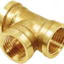 Joywayus 3PCS Brass Pipe Fittings 3/4" to 3/4" to 3/4" NPS Female Forged Tee Pipe Tube Fittings