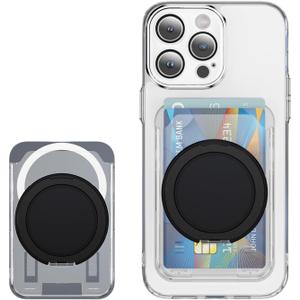 2 x MagSafe Wallet with Adjustable 360 Ring Stand  Magnetic Wallet for iPhone, Strong Magnetic Wallet with 2-Card Holder Compatible with iPhone 17/16/15/14/13/12 Series, Black