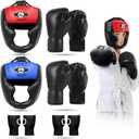 YORWHIN Sparring Head Guard with Gloves - Boxing Safety Headgear for MMA, Kickboxing, Muay Thai & Boxing - Adult & Kids (Small-Medium, Red & Blue)
