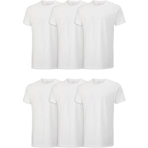 Fruit of the Loom Men's Stay Tucked Crew T-Shirt - Small - White (Pack of 6)
