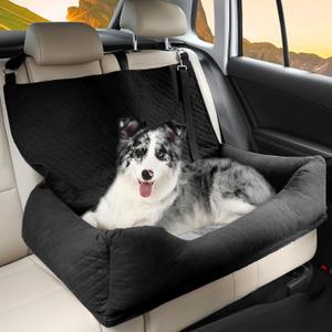 Dog Car Seat for Medium Large, Safe and Comfortable Dog Car Bed Medium Under 60lbs, Multipurpose Design Washable with Non-Slip Base (Black)