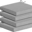Goodgoods 19.5 x 20 Outdoor Chair Cushions Set of 4, Fade-Resistant & Water-Resistant Patio Seat Cushion Pads with Ties, 30D High-Resilience Foam for Dining Room Kitchen Chairs, Stone Gray