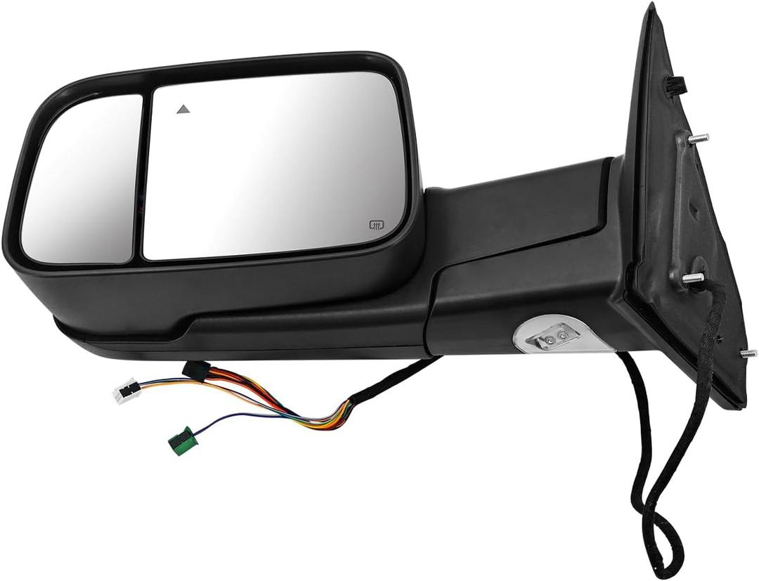 Left Driver Side Tow Mirror Fits for Ram 2500 3500 2019-2022 Support Power Folding Power Glass Adjust & Heated Support BSM with Turn Signal Light Puddle Light 68361475AD CH1320508