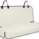 Backseat Cover for Dogs, Waterproof and Non-Slip Pet Bench Seat Covers, Car Seat Protector for Back Seat, Universal Size Rear Car Seat Cover Fits Cars, Trucks and SUVs, L-Beige&Black