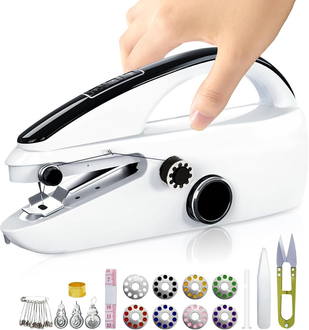 Mini Handheld Sewing Machine for Beginners Compact Mini Sewing Machine, Lightweight Portable Handheld Stitcher for Quick Repairs Crafts