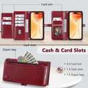 Wallet Case for iPhone 15 with Card Holder/Crossbody Wallet/Strap| RFID Blocking | Magnetic | Kickstand | Detachable | PU Leather Phone Case for iPhone 15,6.1 in,Wine Red