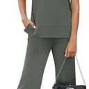 XIEERDUO Women's 2 Piece Lounge Set Fashion Travel Outfits Vacation Tracksuit Comfy Wide Leg Airport Loungewear L