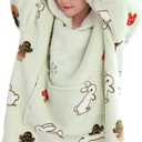 Aemilas Wearable Blanket Hoodie - Warm Sherpa Blanket Sweatshirt as Gifts for Adult Women Mom Men, One Size Fits All (Bunny / Kids Sherpa)