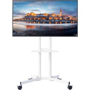 BONTEC Mobile TV Stand with Tilt Function, Rolling TV Cart for 3285 Inch LED LCD OLED Flat & Curved TVs, Portable Stand with Laptop Shelf, Locking Wheels, Max VESA 600x400mm, 121 lbs Capacity, Beige