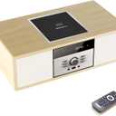 Nostalgic Bluetooth Stereo System for Home, WISCENT Vintage Micro HiFi Systems CD Player,with Bluetooth Audio Streaming,FM Radio,USB Port,Aux-in,Earphone Port (Wood Color)