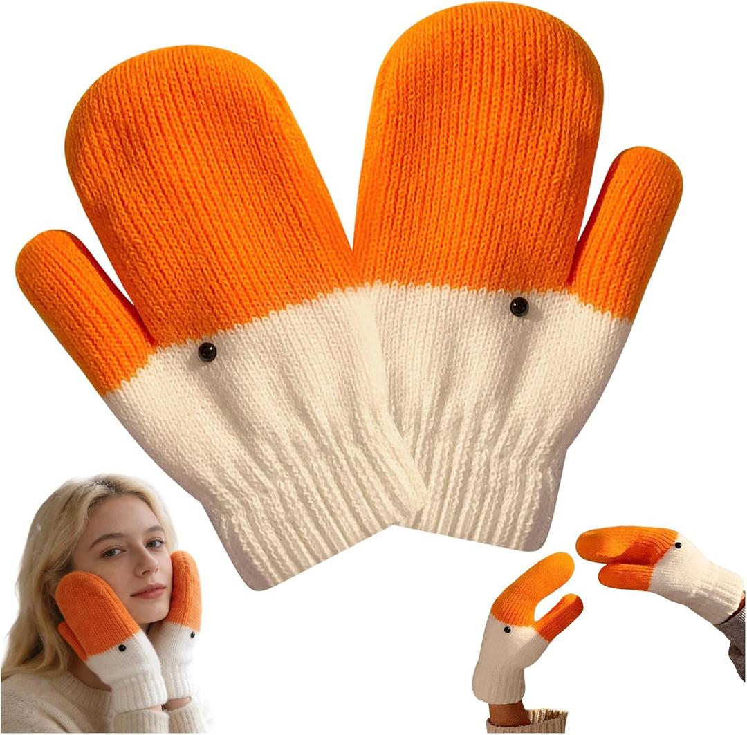 2026 Winter Goose Gloves, Funny Novelty Animal Gloves with Thermal Soft Lining, Cute Goose Mittens Gift for Girl Friend Women