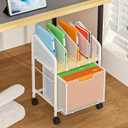 Tiaoheka Rolling File Cabinet with Adjustable Dividers, Mobile Filing Cabinet with Storage Drawer on Lockable Wheels, Hanging File Organizer Beside Under Desk for Office, Home, White（Patent Pending）