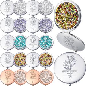 Weysat 10 Pcs Christian Compact Mirror Gifts for Women Bible Verse Metal Round Pocket Makeup Mirrors Bulk Inspirational Religious Church Party Favors for Women Nurse(Rose Gold, Silver)