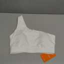 Smooth Sports Bras for Women One Shoulder Low Impact Asymmetrical Workout Tops Padded Yoga Right Shoulder Strap Bra White, S