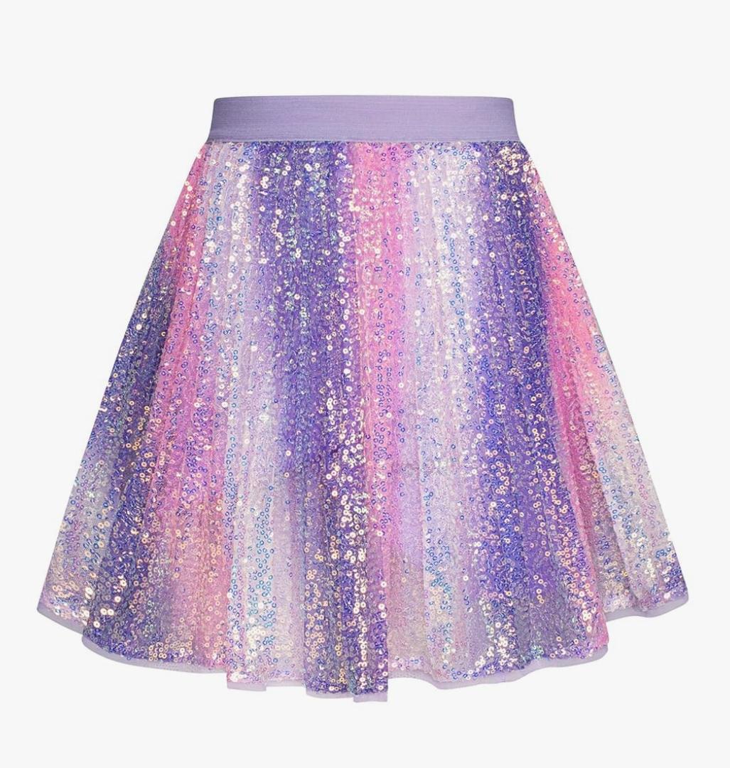 GRACE KARIN Girls Sequin Skirt Elastic Waist Sparkle Pleated Skirt for Party 5-14Y