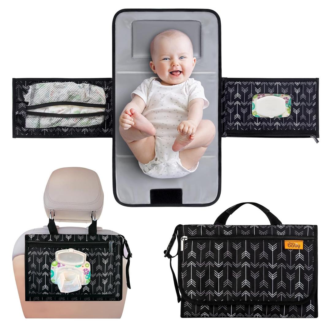 Kopi Baby Portable Diaper Changing Pad - Baby Changing Pad & Diaper Changer Travel Bag, Smart Design Baby Changing Mat, Portable Changing Pad for Baby, Baby Changing Station, Infant Gift - Black Arrow (Modern)