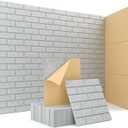 Acoustic Wall Panels, Brick Pattern Peel and Stick Sound Absorbing Panel for Ceiling, Door, Pared, 18 Pack 12"x12"x0.4", Grey Decorative Self Adhesive Wall Tiles for Recording Studio, Room (Gray)