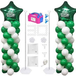 IDAODAN 2 Set Balloon Column Kit and Balloon Pump Electric, Balloon Column Stand with Balloon Pump, 65 inch Height Balloon Tower Stand for Wedding Baby Shower Birthday Party Event Decorations