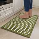YDKGL Kitchen Mats for Floor, Super Absorbent Kitchen Rugs Non Slip Washable, Rubber Backing Soft Chenille Braided Kitchen Runner Rug Standing Mat Sink Mat, Easy to Clean, Green 17"x30"