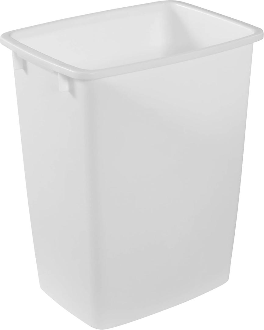Rubbermaid Small Kitchen Bathroom Trash Can, 9 Gallons, White, Waste Basket for Under Counter/Kitchen/Office/Bedroom/Bathroom
